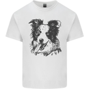 Border Collie Sketch Dog Mens Cotton T-Shirt Tee Top White