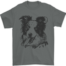 Border Collie Sketch Dog Mens T-Shirt 100% Cotton Charcoal