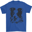 Border Collie Sketch Dog Mens T-Shirt 100% Cotton Royal Blue