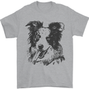 Border Collie Sketch Dog Mens T-Shirt 100% Cotton Sports Grey