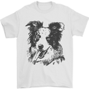 Border Collie Sketch Dog Mens T-Shirt 100% Cotton White