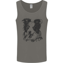 Border Collie Sketch Dog Mens Vest Tank Top Charcoal