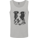 Border Collie Sketch Dog Mens Vest Tank Top Sports Grey