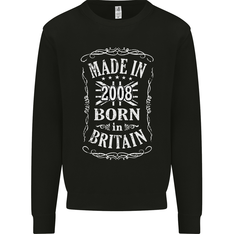Born In Britain 15th Birthday Made 2008 Mens Sweatshirt Jumper Black