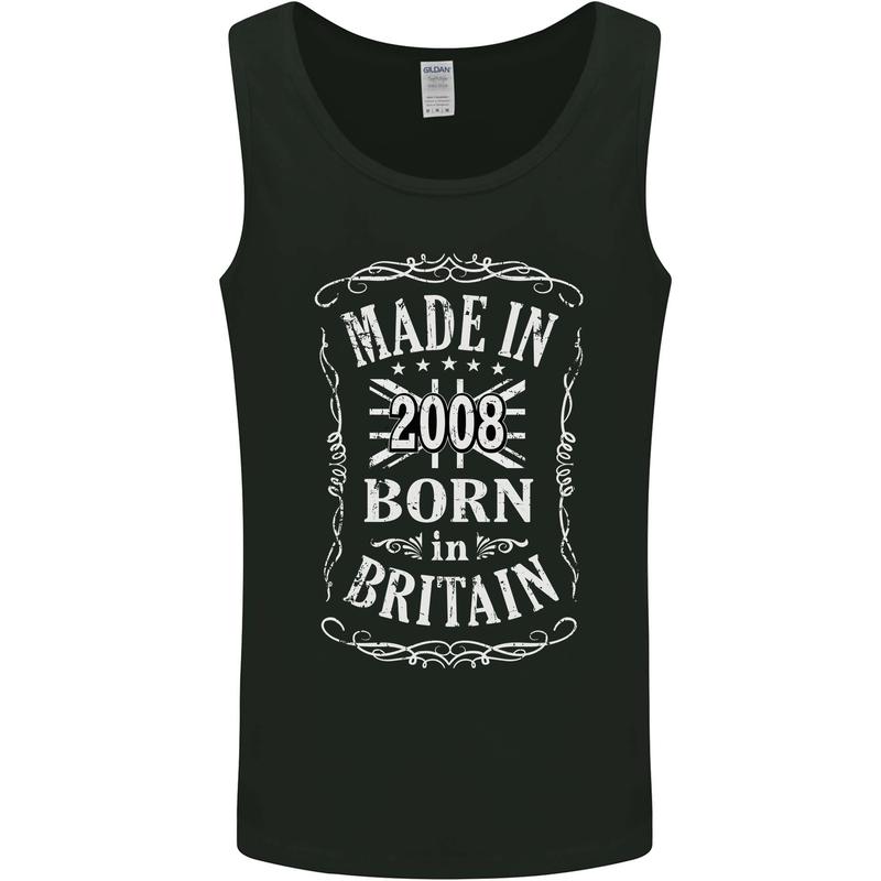 Born In Britain 15th Birthday Made 2008 Mens Vest Tank Top Black
