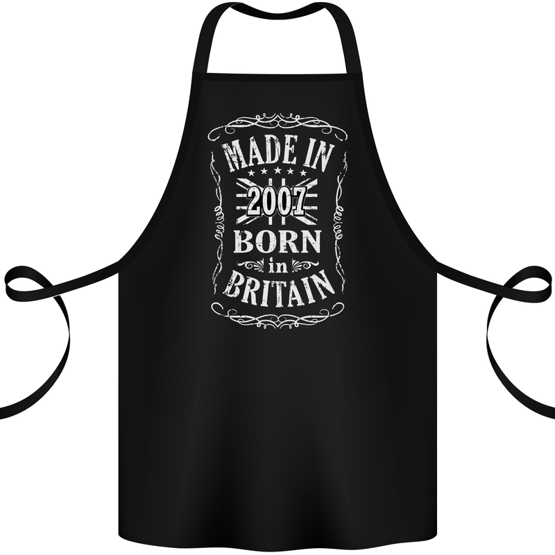 Born In Britain 16th Birthday Made 2007 Cotton Apron 100% Organic Black