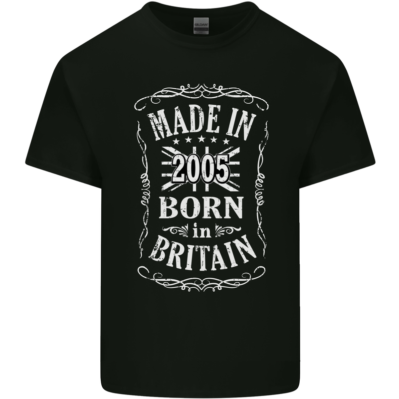 Born In Britain 18th Birthday Made 2005 Mens Cotton T-Shirt Tee Top Black