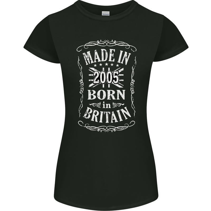 Born In Britain 18th Birthday Made 2005 Womens Petite Cut T-Shirt Black