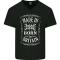 Born In Britain 27th Birthday Made 1996 Mens V-Neck Cotton T-Shirt Black