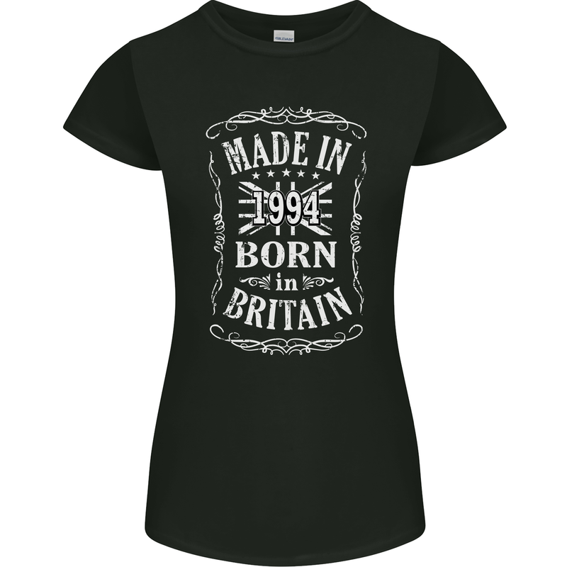 Born In Britain 29th Birthday Made 1994 Womens Petite Cut T-Shirt Black