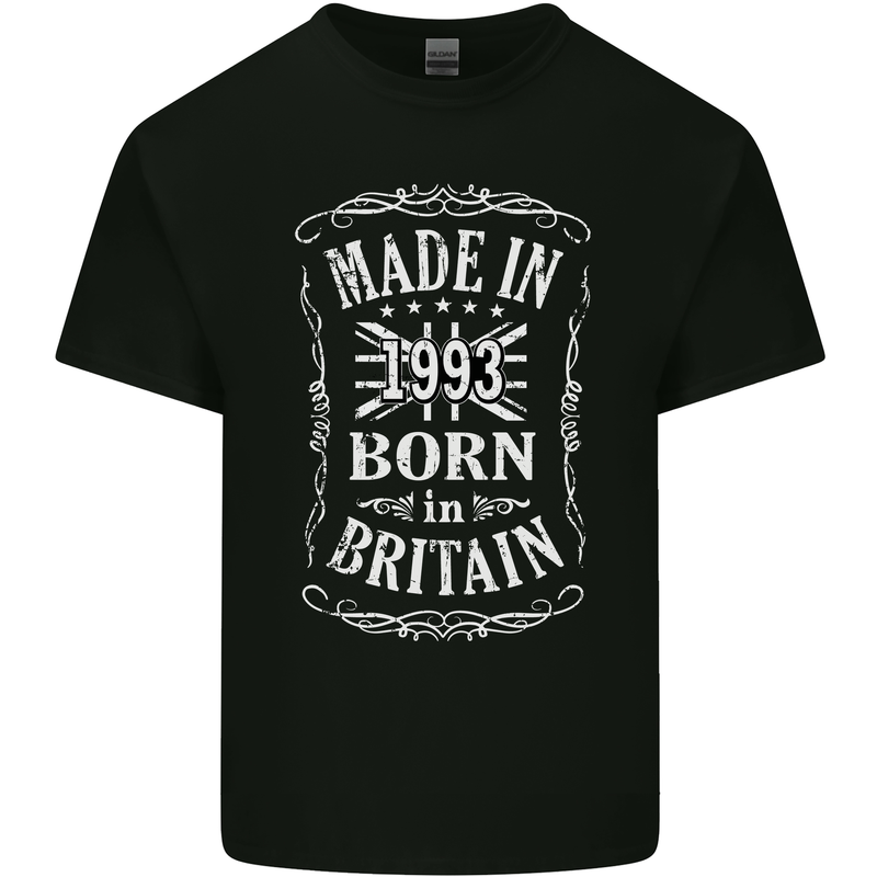 Born In Britain 30th Birthday Made 1993 Mens Cotton T-Shirt Tee Top Black
