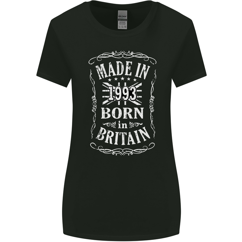 Born In Britain 30th Birthday Made 1993 Womens Wider Cut T-Shirt Black