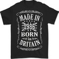 Born In Britain 37th Birthday Made 1986 Mens T-Shirt 100% Cotton BLACK