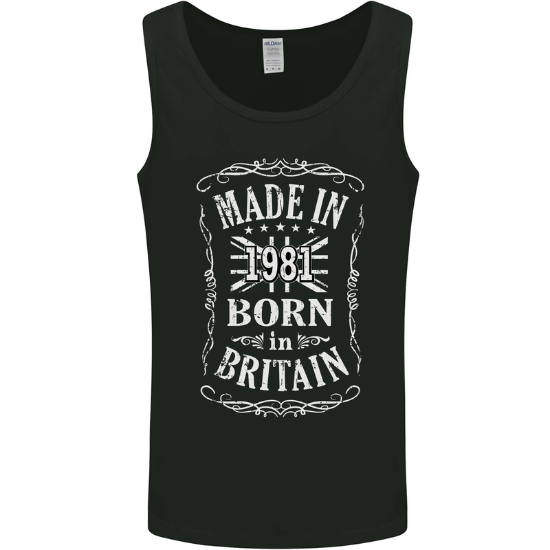 Born In Britain 42nd Birthday Made 1981 Mens Vest Tank Top Black
