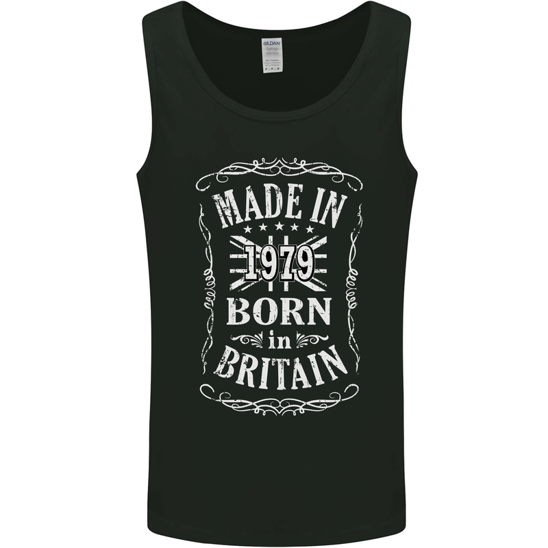 Born In Britain 44th Birthday Made 1979 Mens Vest Tank Top Black