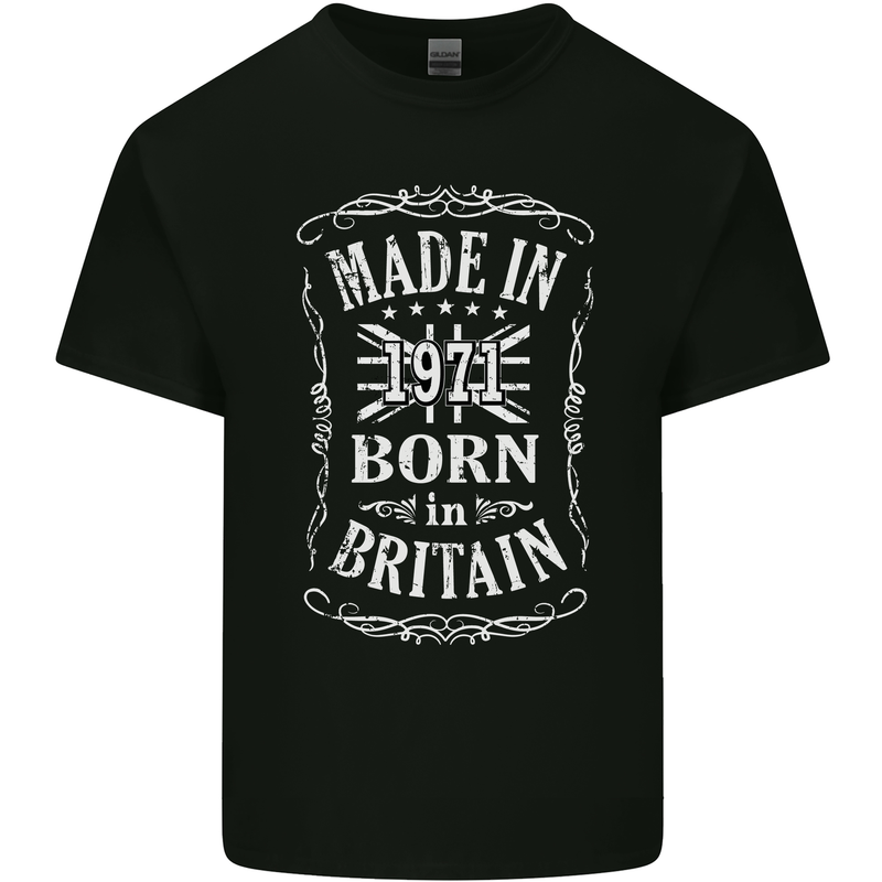 Born In Britain 52nd Birthday Made 1971 Mens Cotton T-Shirt Tee Top Black