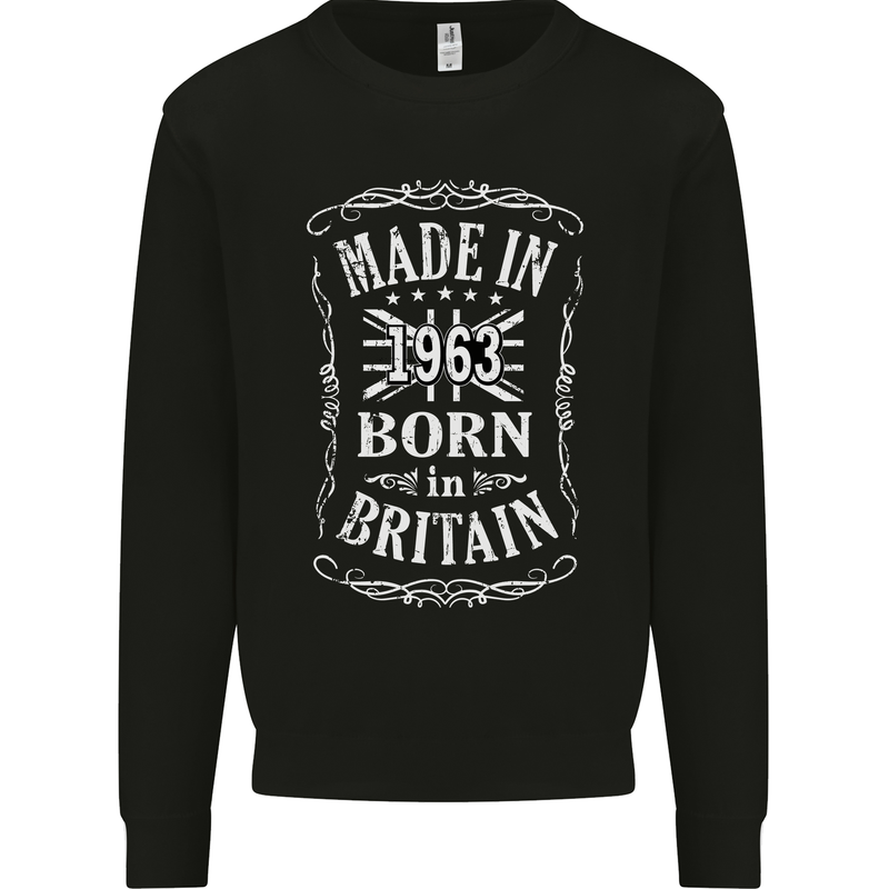 Born In Britain 60th Birthday Made 1963 Mens Sweatshirt Jumper Black