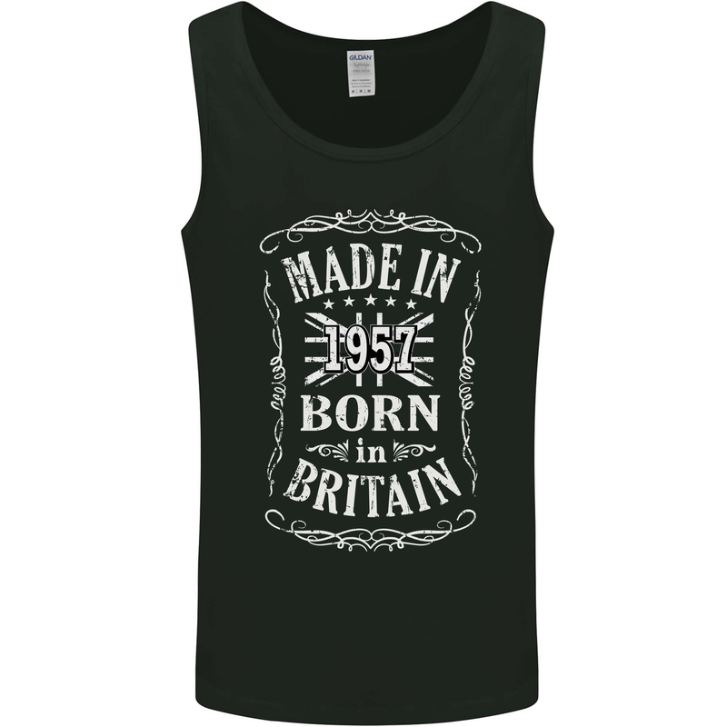 Born In Britain 66th Birthday Made 1957 Mens Vest Tank Top Black