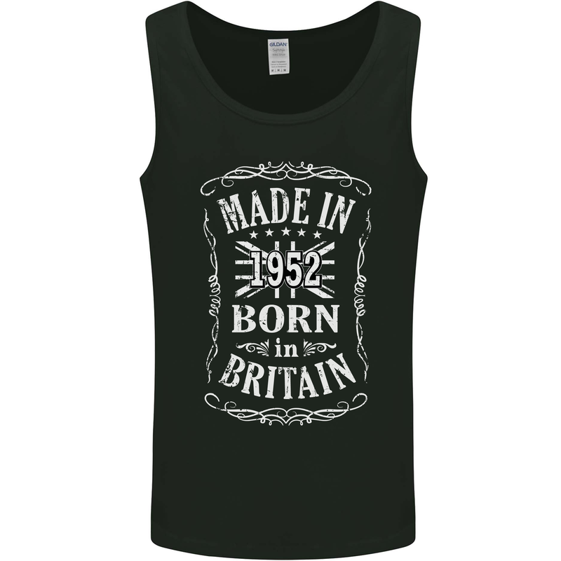 Born In Britain 71st Birthday Made 1952 Mens Vest Tank Top Black