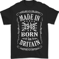 Born In Britain 75th Birthday Made 1948 Mens T-Shirt 100% Cotton BLACK