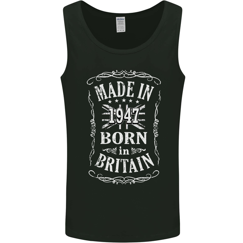 Born In Britain 76th Birthday Made 1947 Mens Vest Tank Top Black