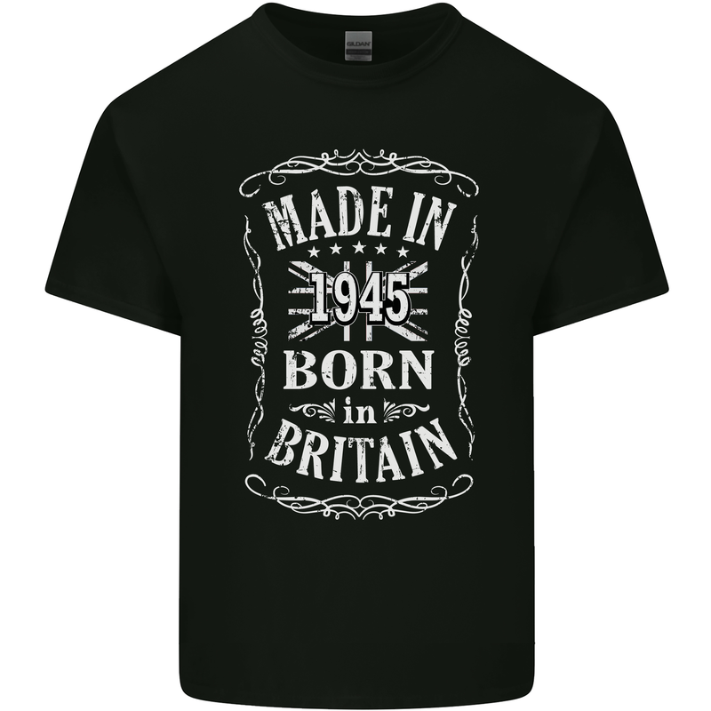 Born In Britain 78th Birthday Made 1945 Mens Cotton T-Shirt Tee Top Black