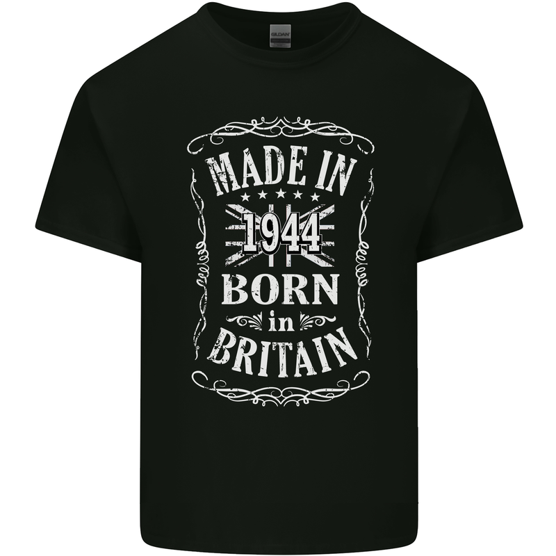 Born In Britain 79th Birthday Made 1944 Mens Cotton T-Shirt Tee Top Black