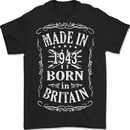 Born In Britain 80th Birthday Made 1943 Mens T-Shirt 100% Cotton BLACK