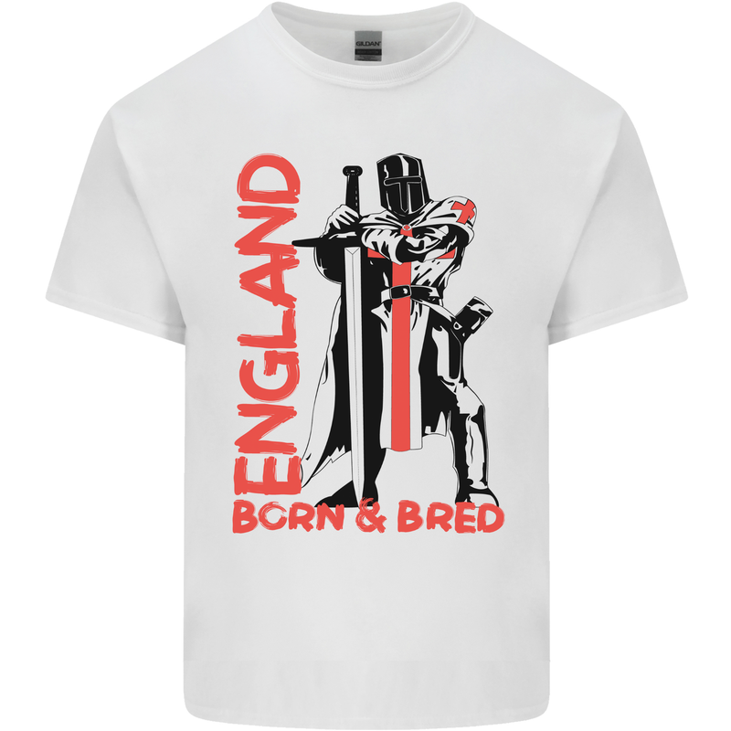Born & Bred England St Georges Day Mens Cotton T-Shirt Tee Top White