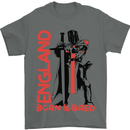 Born & Bred England St Georges Day Mens T-Shirt 100% Cotton Charcoal