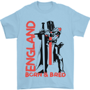 Born & Bred England St Georges Day Mens T-Shirt 100% Cotton Light Blue
