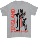 Born & Bred England St Georges Day Mens T-Shirt 100% Cotton Sports Grey