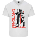 Born & Bred England St Georges Day Mens V-Neck Cotton T-Shirt White