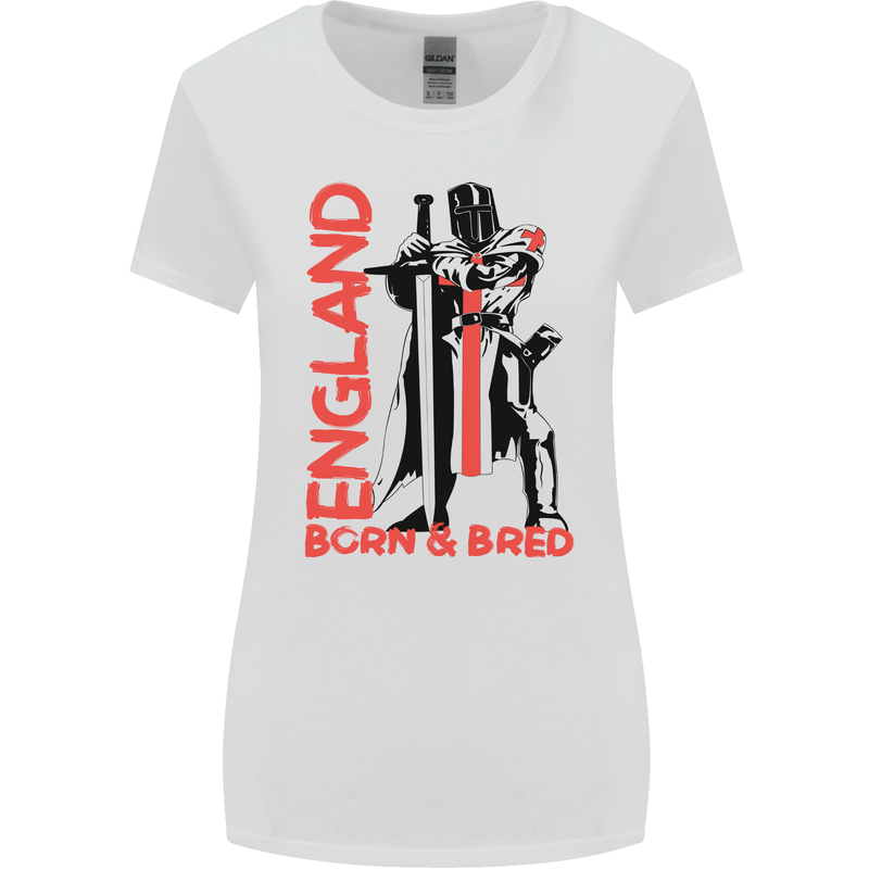 Born & Bred England St Georges Day Womens Wider Cut T-Shirt White