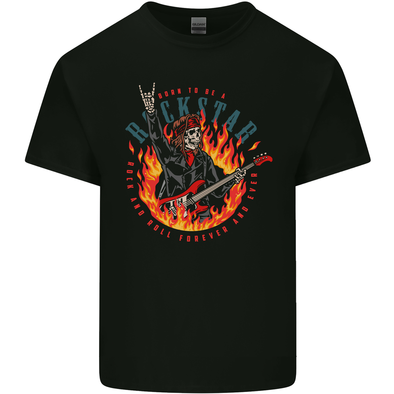Born to Be a Rock Star Guitar Skull n Roll Kids T-Shirt Childrens Black