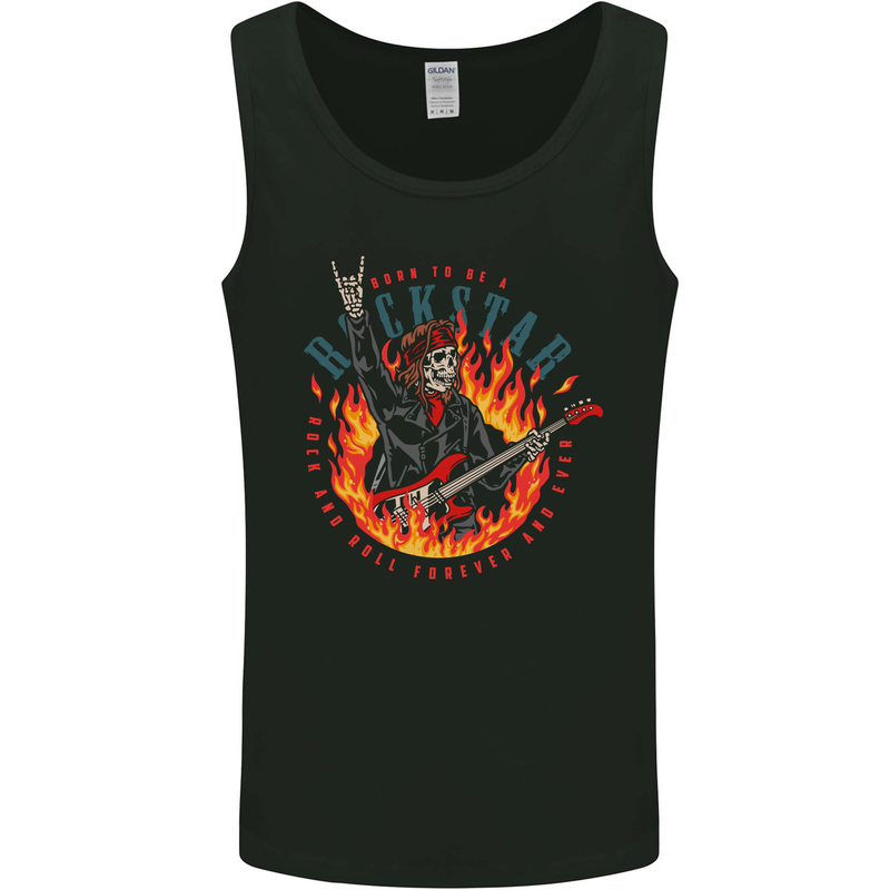 Born to Be a Rock Star Guitar Skull n Roll Mens Vest Tank Top Black