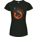 Born to Be a Rock Star Guitar Skull n Roll Womens Petite Cut T-Shirt Black