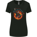 Born to Be a Rock Star Guitar Skull n Roll Womens Wider Cut T-Shirt Black