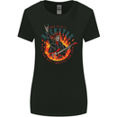 Born to Be a Rock Star Guitar Skull n Roll Womens Wider Cut T-Shirt Black