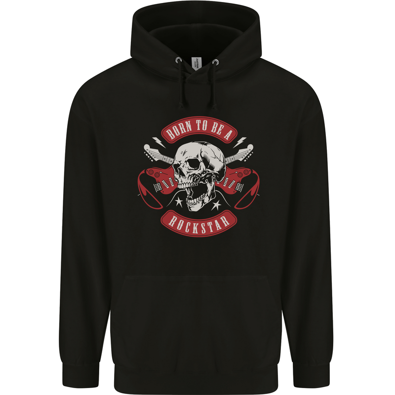 Born to Be a Rockstar Guitar Rock Music Skull Childrens Kids Hoodie Black