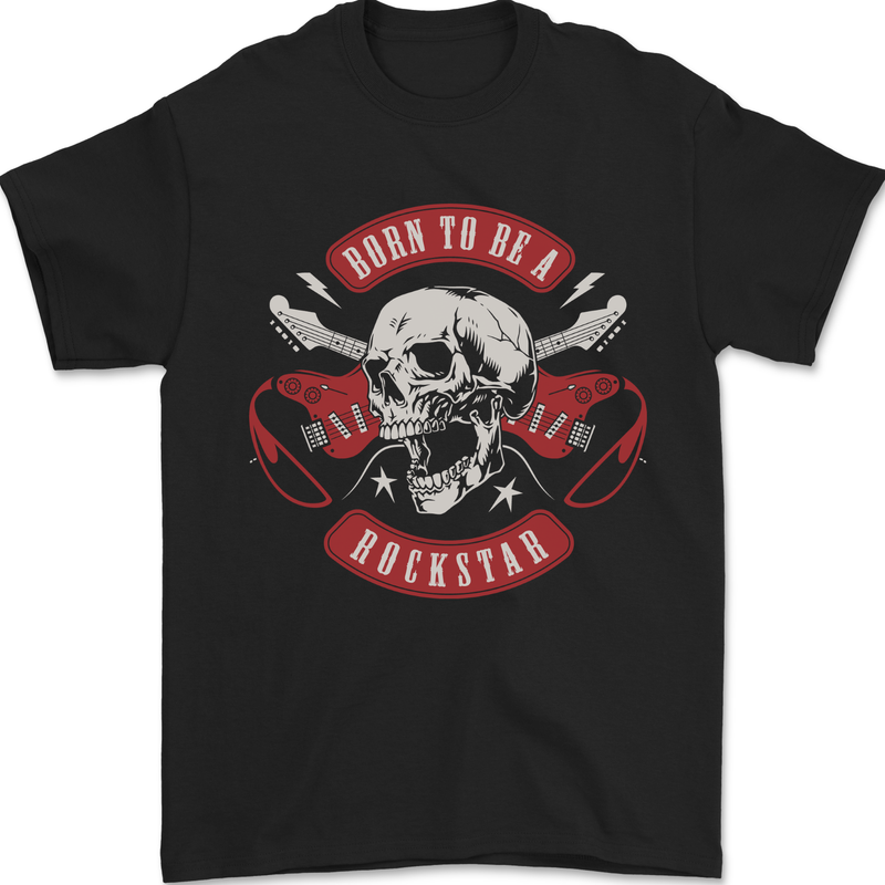Born to Be a Rockstar Guitar Rock Music Skull Mens T-Shirt 100% Cotton Black