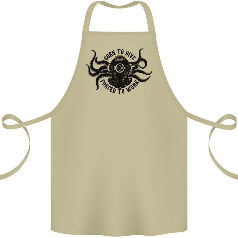 Born to Dive Octopus Scuba Diver Octopus Cotton Apron 100% Organic Khaki