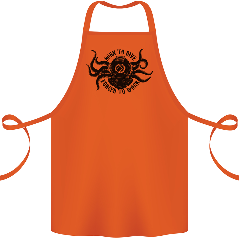 Born to Dive Octopus Scuba Diver Octopus Cotton Apron 100% Organic Orange