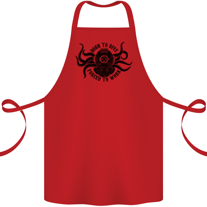 Born to Dive Octopus Scuba Diver Octopus Cotton Apron 100% Organic Red