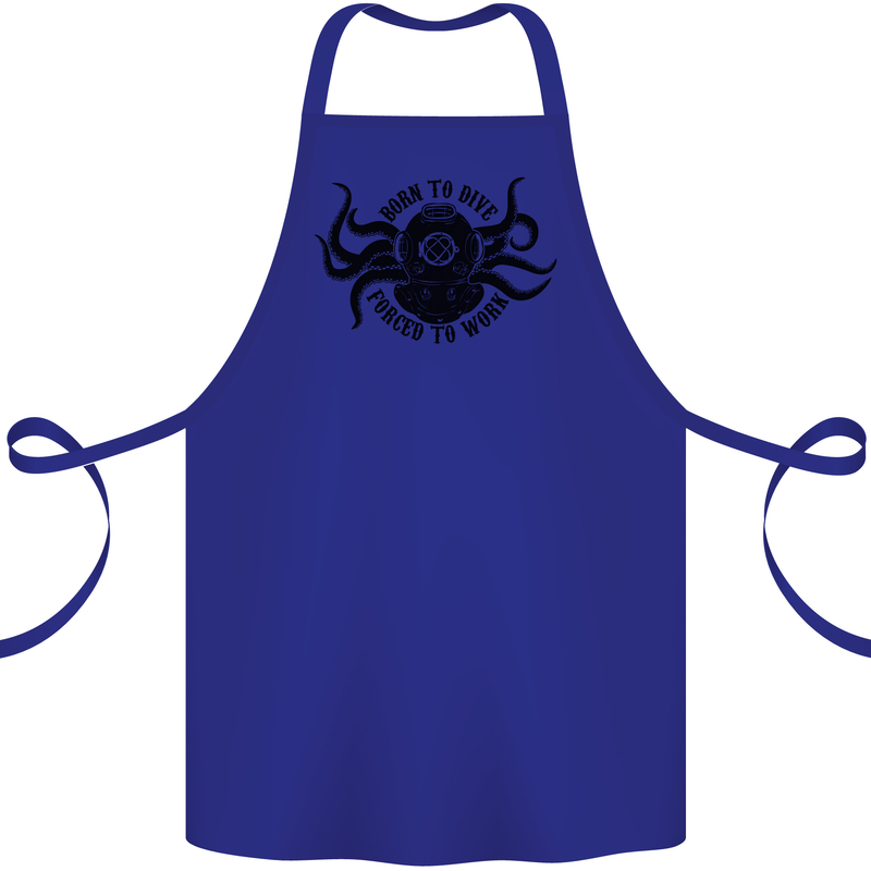 Born to Dive Octopus Scuba Diver Octopus Cotton Apron 100% Organic Royal Blue