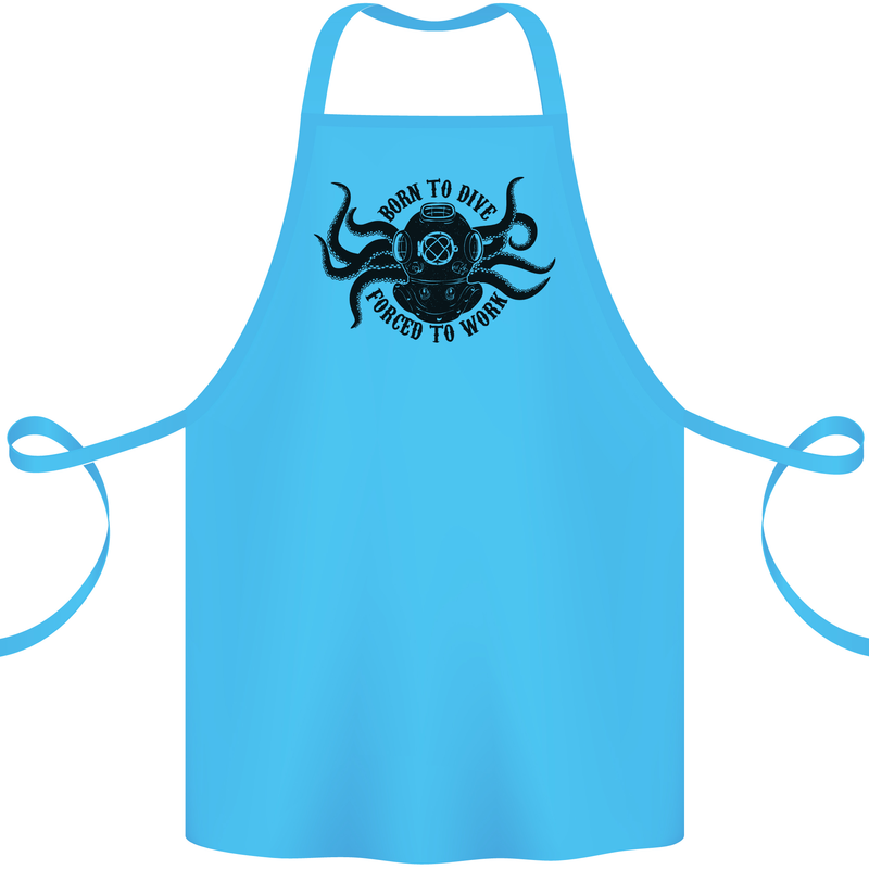 Born to Dive Octopus Scuba Diver Octopus Cotton Apron 100% Organic Turquoise