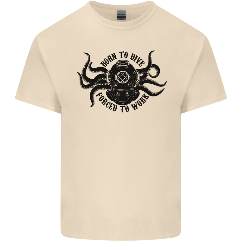 Born to Dive Octopus Scuba Diver Octopus Mens Cotton T-Shirt Tee Top Natural