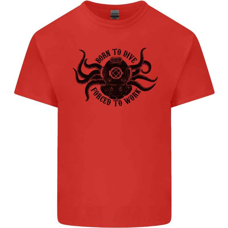 Born to Dive Octopus Scuba Diver Octopus Mens Cotton T-Shirt Tee Top Red