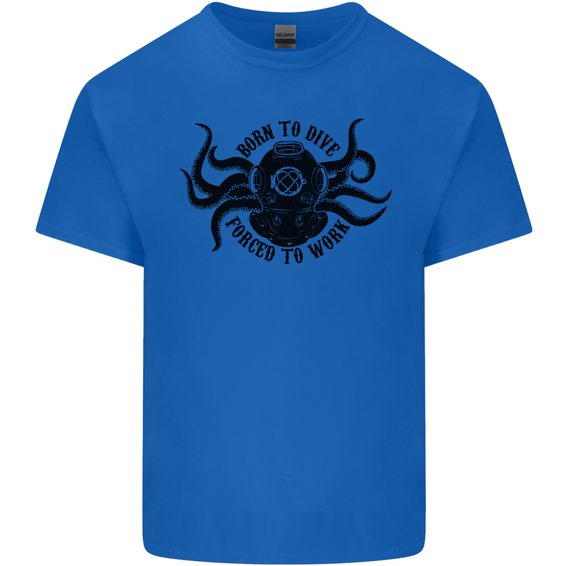 Born to Dive Octopus Scuba Diver Octopus Mens Cotton T-Shirt Tee Top Royal Blue