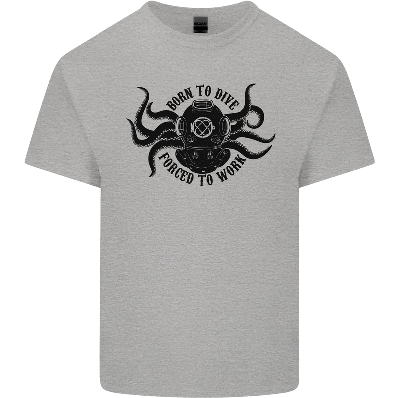 Born to Dive Octopus Scuba Diver Octopus Mens Cotton T-Shirt Tee Top Sports Grey